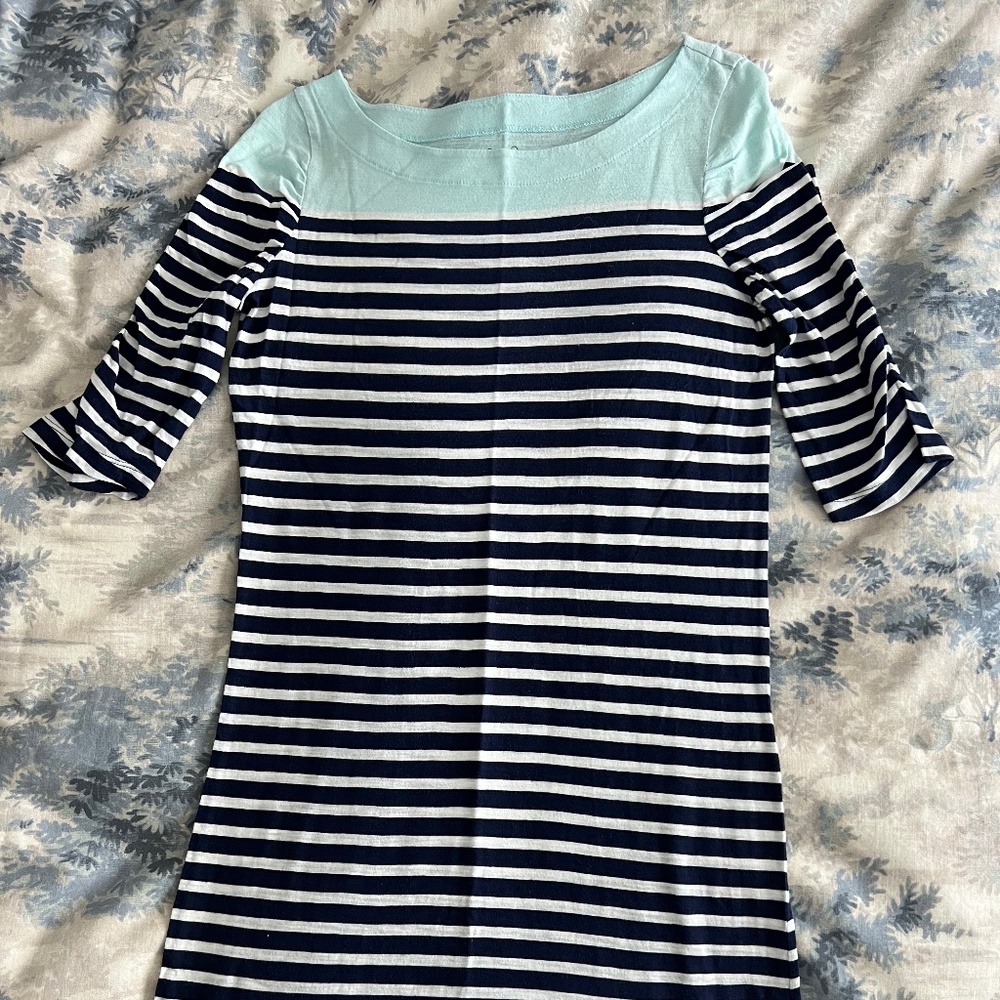 Lilly Pulitzer Striped Boatneck Cotton Dress, Size Small